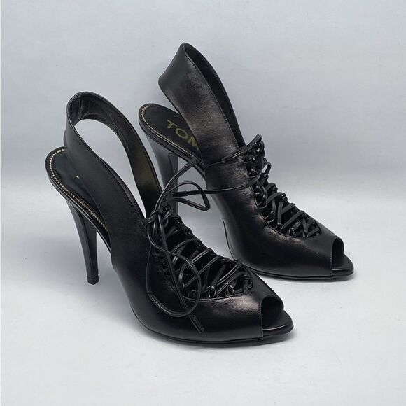 TOM FORD 105MM Leather Lace-Up Slingback Sandals size 39 - Picture 5 of 15